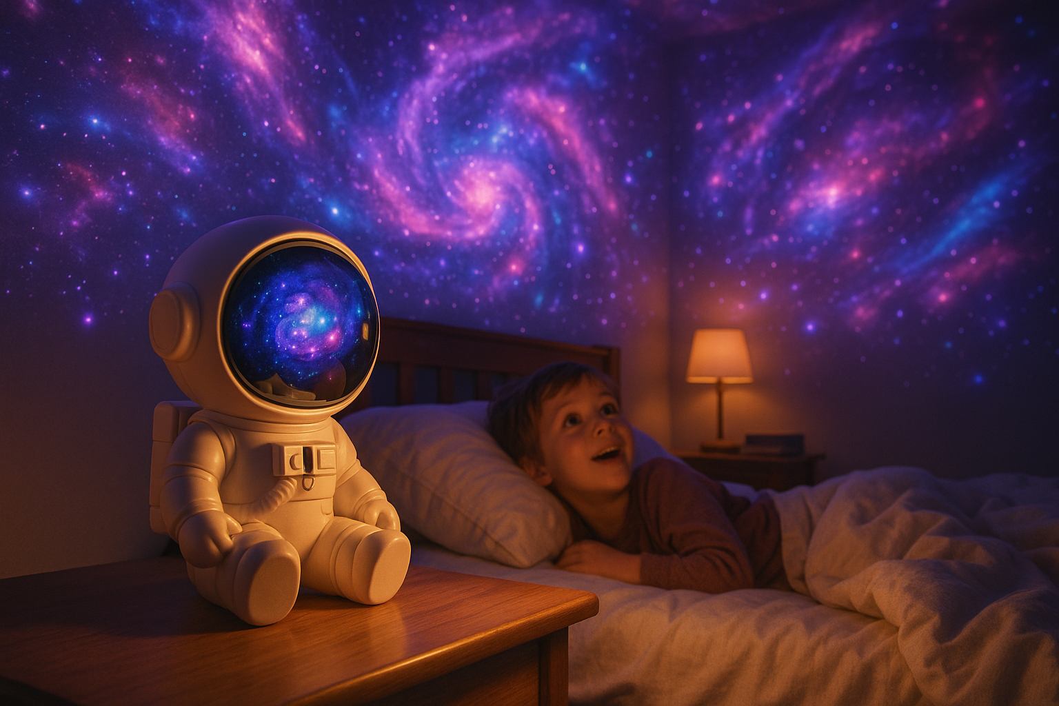 Lampe Astronaute Galaxie DVOLADOR – Projecteur d’Étoiles LED 360°
