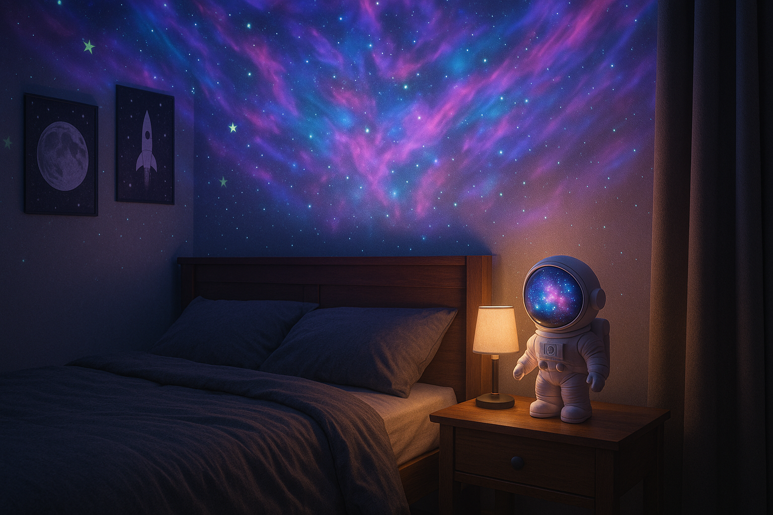 Lampe Astronaute Galaxie DVOLADOR – Projecteur d’Étoiles LED 360°