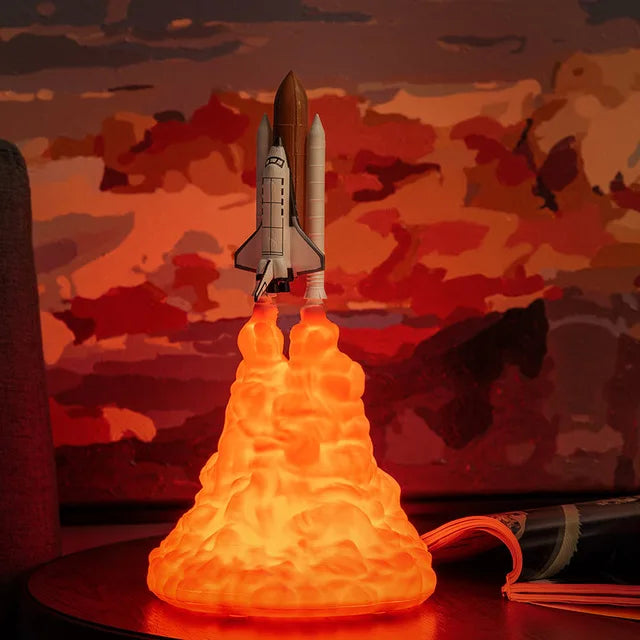 Décollage Cosmique – Lampe Fusée Navette LED 3D